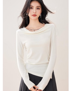 Long sleeve slim tops wool inside the ride T-shirt