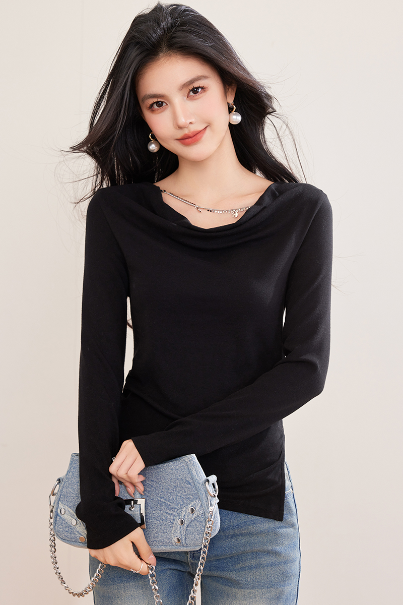 Long sleeve slim tops wool inside the ride T-shirt