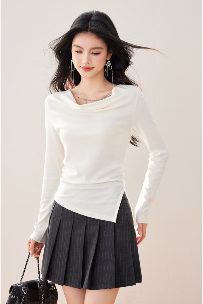 Long sleeve slim tops wool inside the ride T-shirt