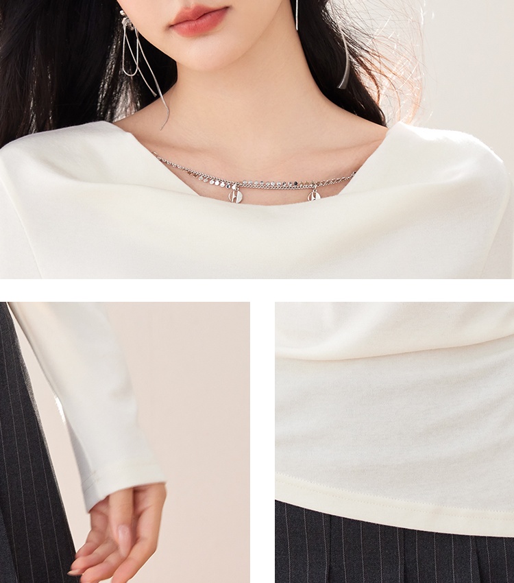 Long sleeve slim tops wool inside the ride T-shirt