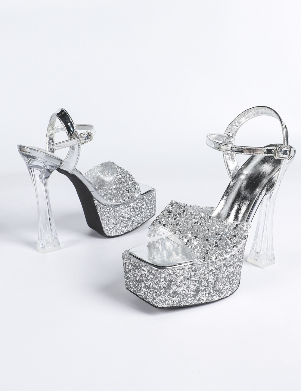 Sexy transparent catwalk thick fashion platform for women