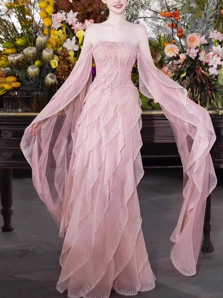 Wrapped chest niche light luxury evening dress