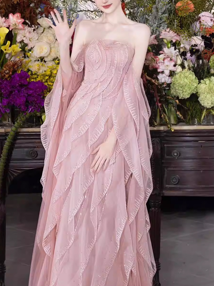 Wrapped chest niche light luxury evening dress