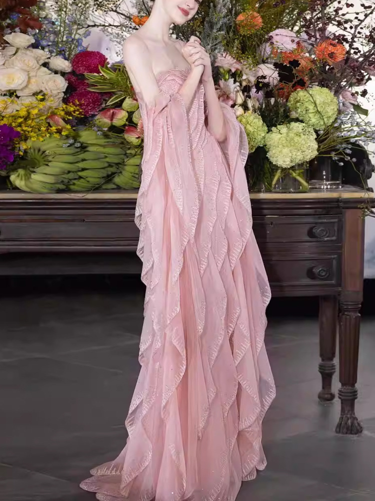 Wrapped chest niche light luxury evening dress