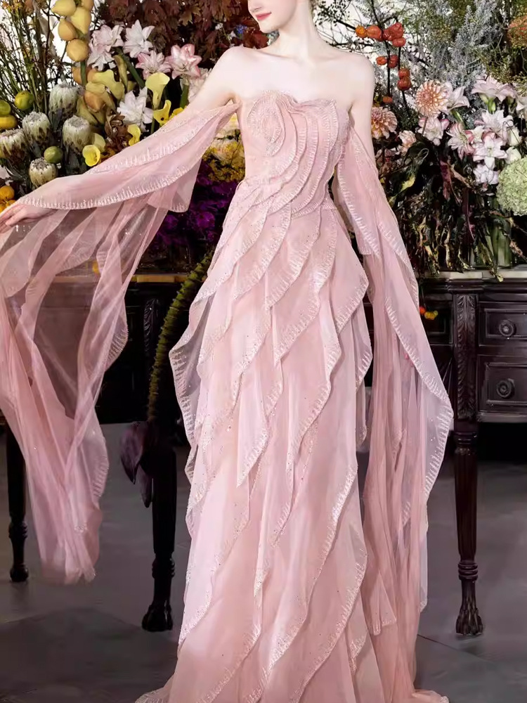 Wrapped chest niche light luxury evening dress