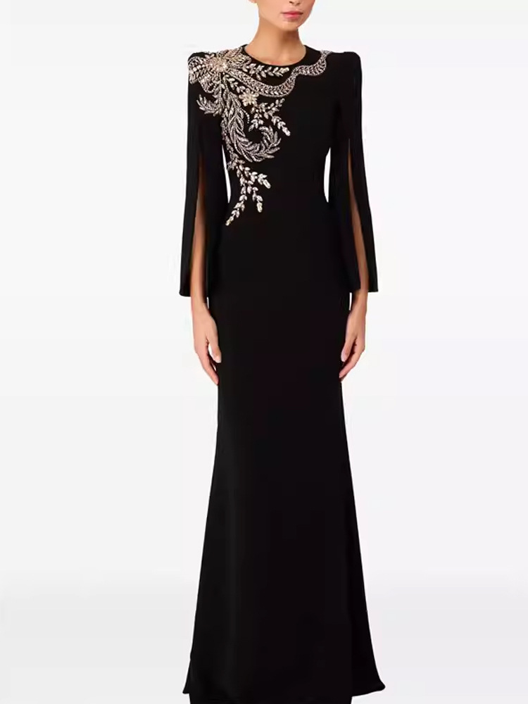 Package hip rhinestone slim dress for women