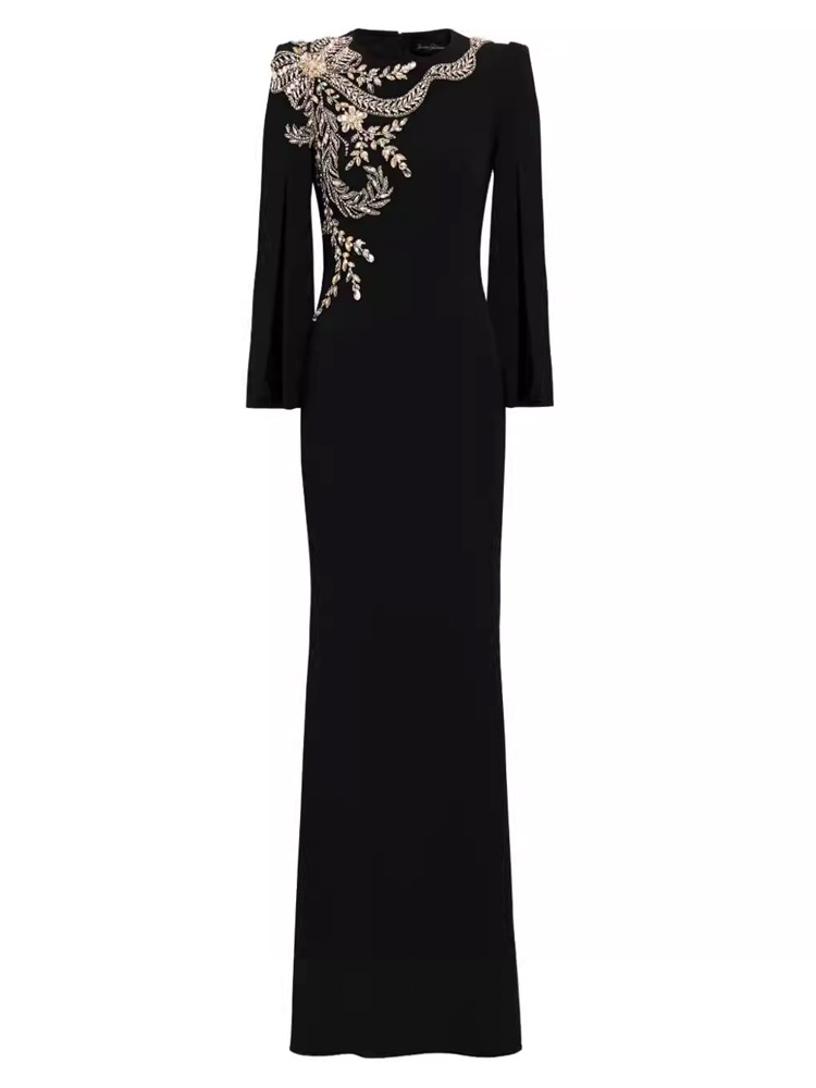 Package hip rhinestone slim dress for women