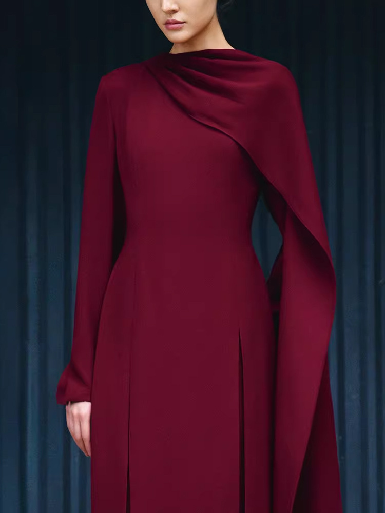 Slim pure grace long dress asymmetry simple cloak