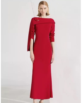 Spring and autumn red dress for women