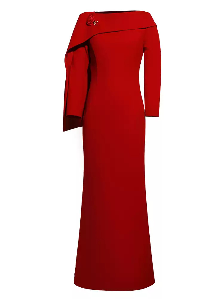 Spring and autumn red dress for women