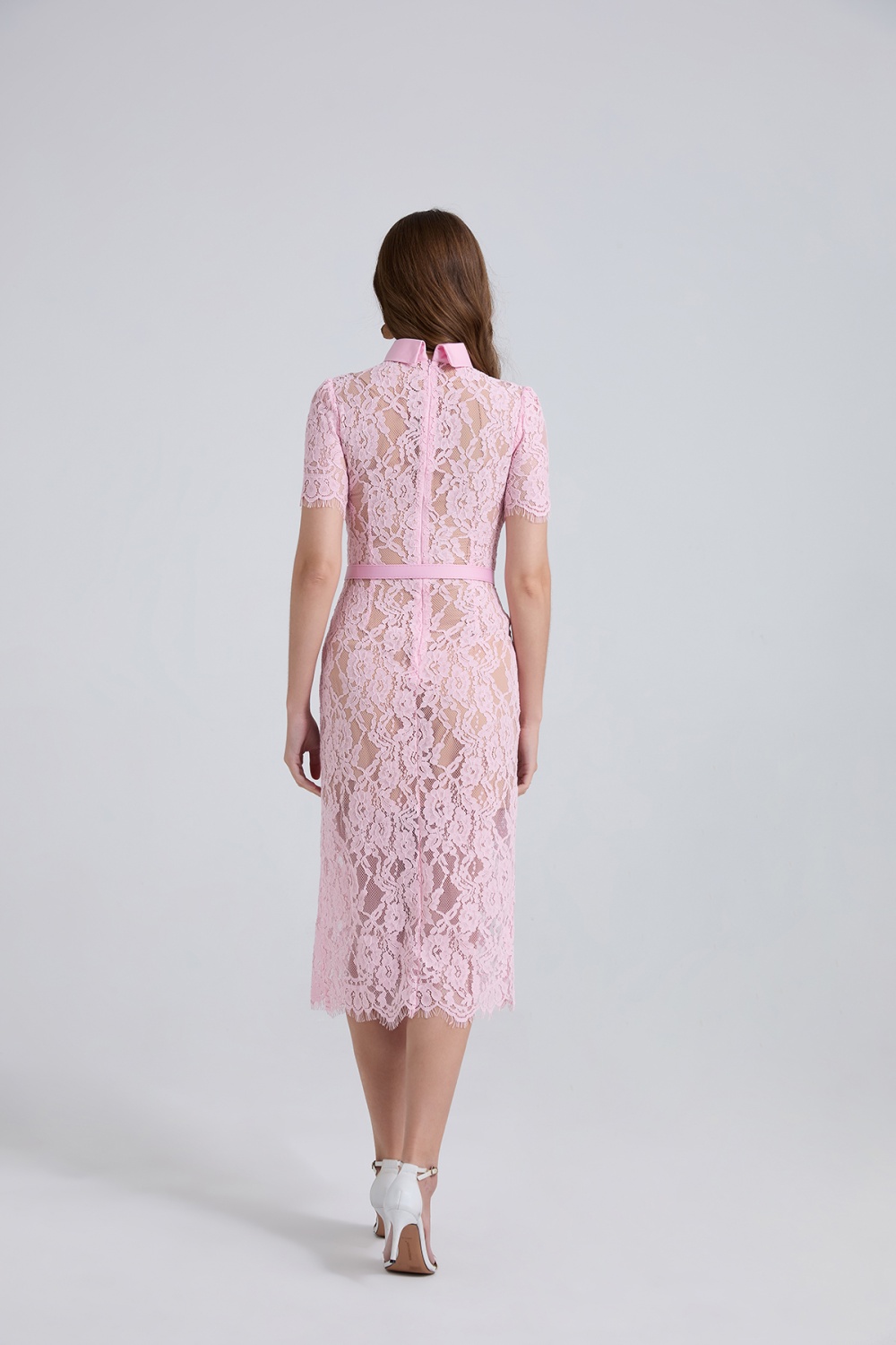 Splice elasticity high waist short sleeve dress