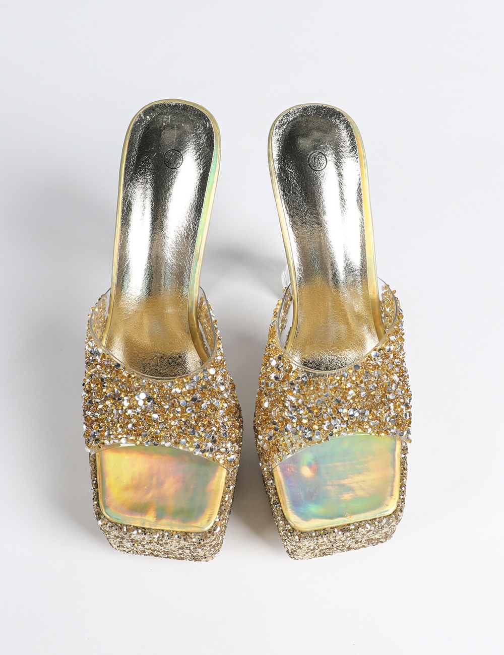 Transparent high-heeled shoes thick slippers