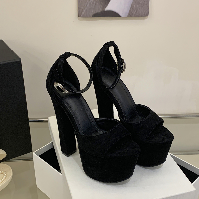 Rhinestone platform open toe high-heeled shoes for women