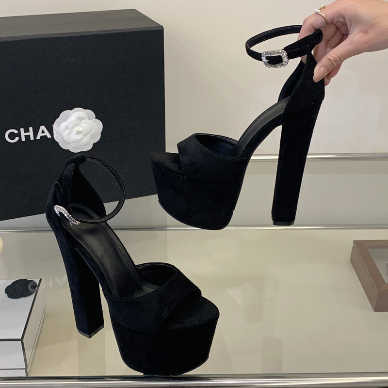 Rhinestone platform open toe high-heeled shoes for women