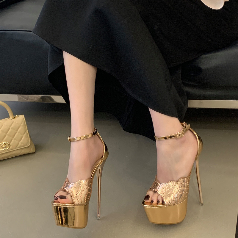 Rhinestone sandals fine-root high-heeled shoes for women