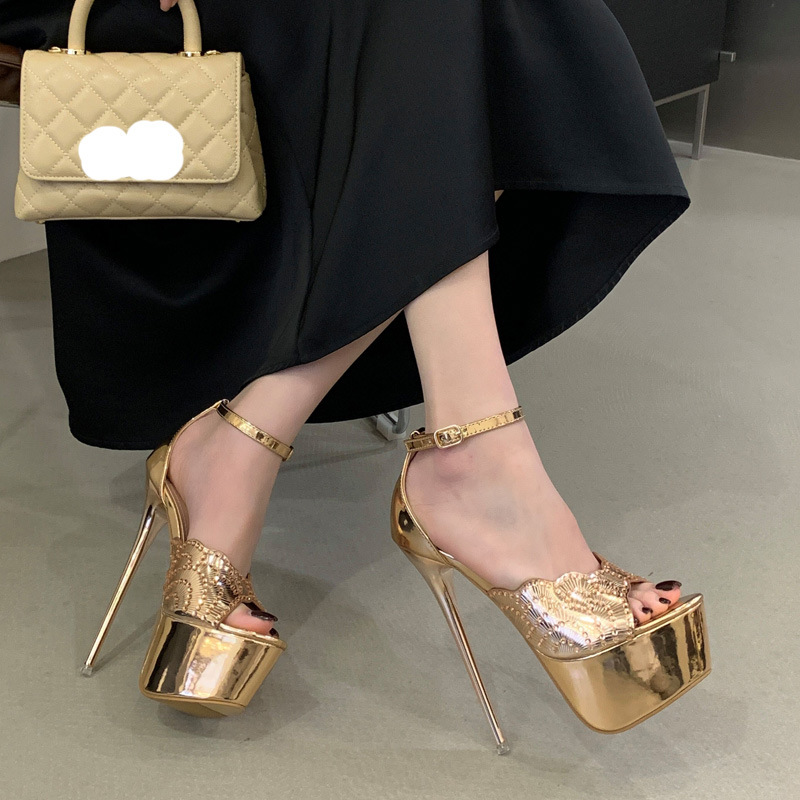 Rhinestone sandals fine-root high-heeled shoes for women