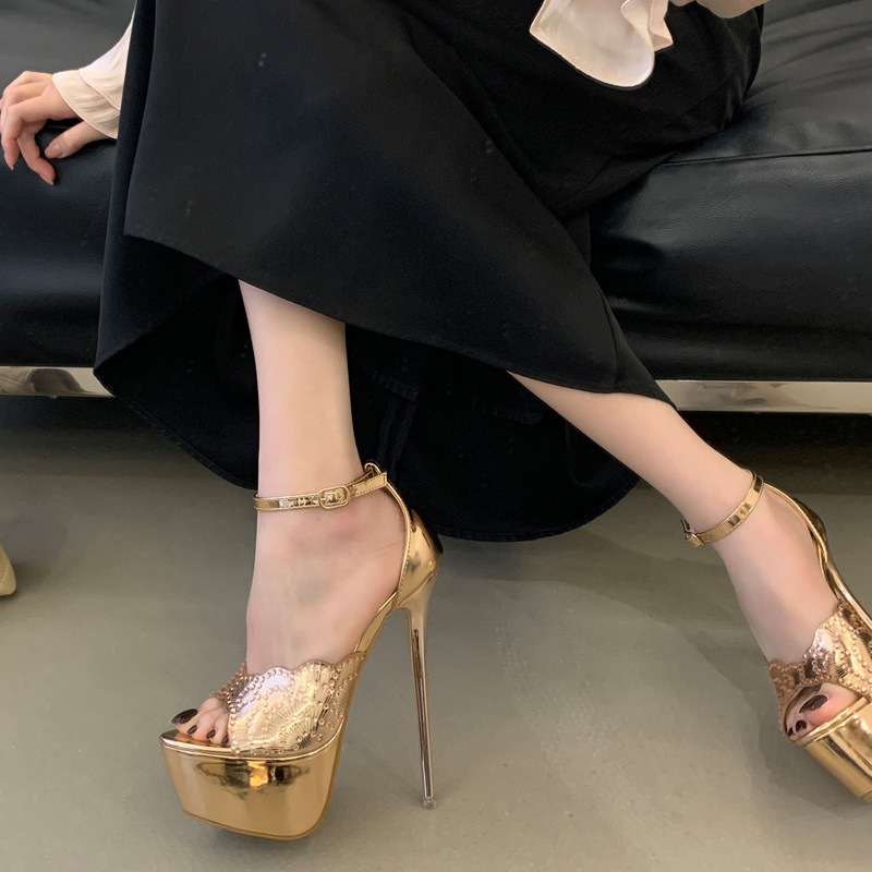 Rhinestone sandals fine-root high-heeled shoes for women