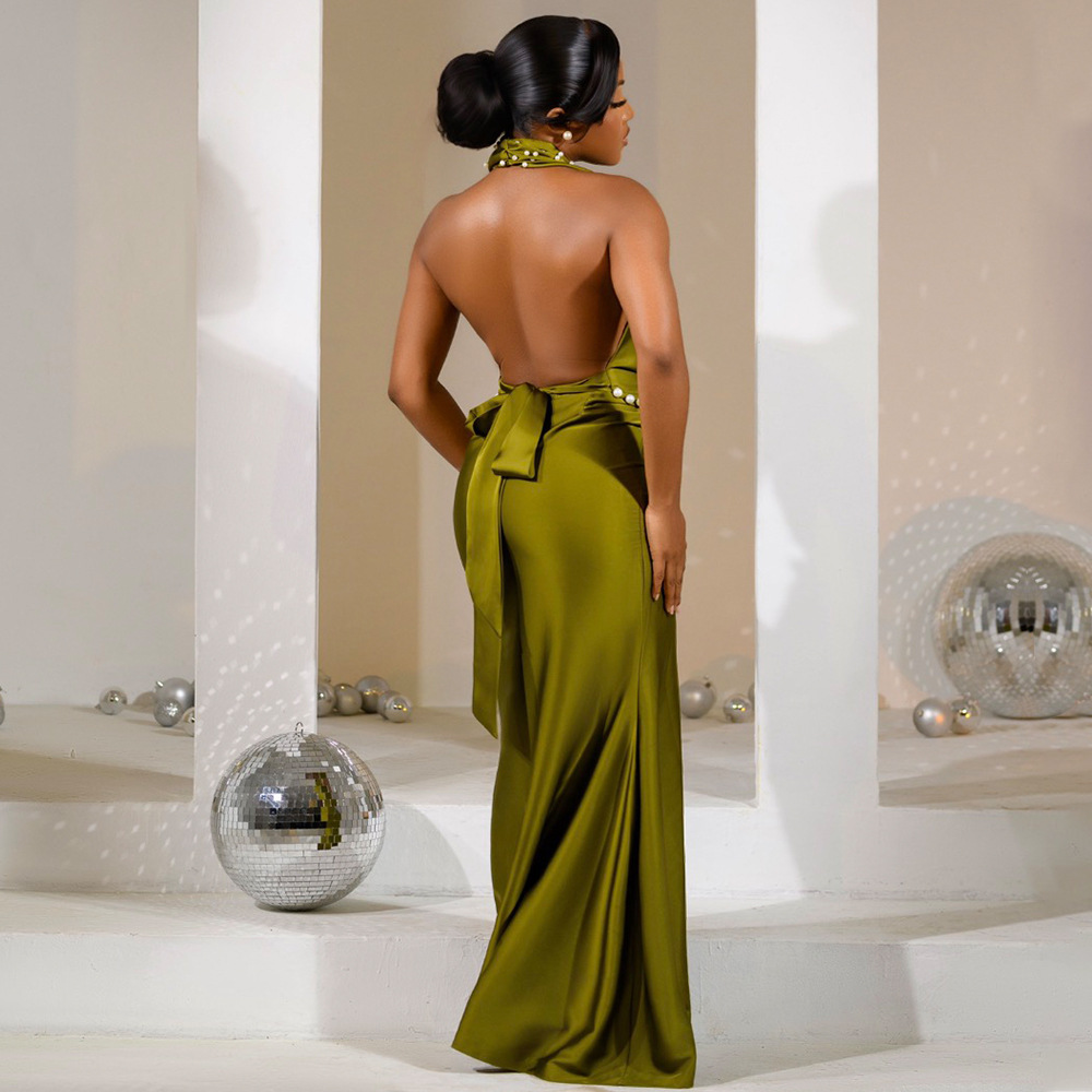 Halter beading evening dress fashion dress for women