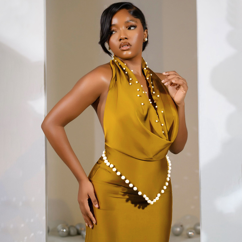 Halter beading evening dress fashion dress for women