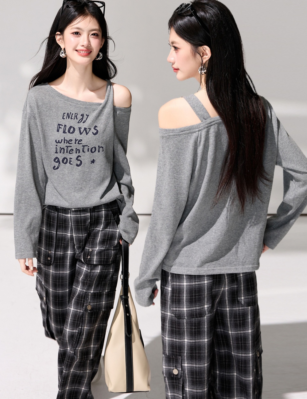 Wears outside long sleeve T-shirt spring tops for women
