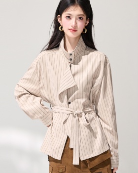 Spring commuting loose shirt frenum stripe all-match tops
