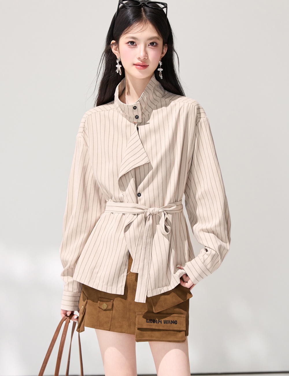 Spring commuting loose shirt frenum stripe all-match tops