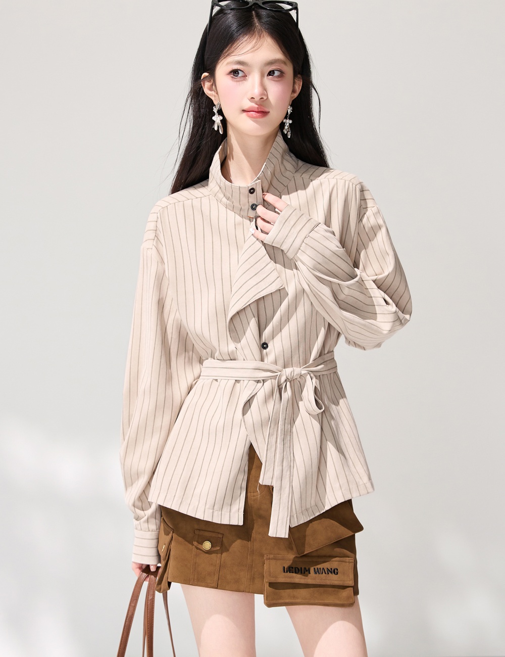 Spring commuting loose shirt frenum stripe all-match tops