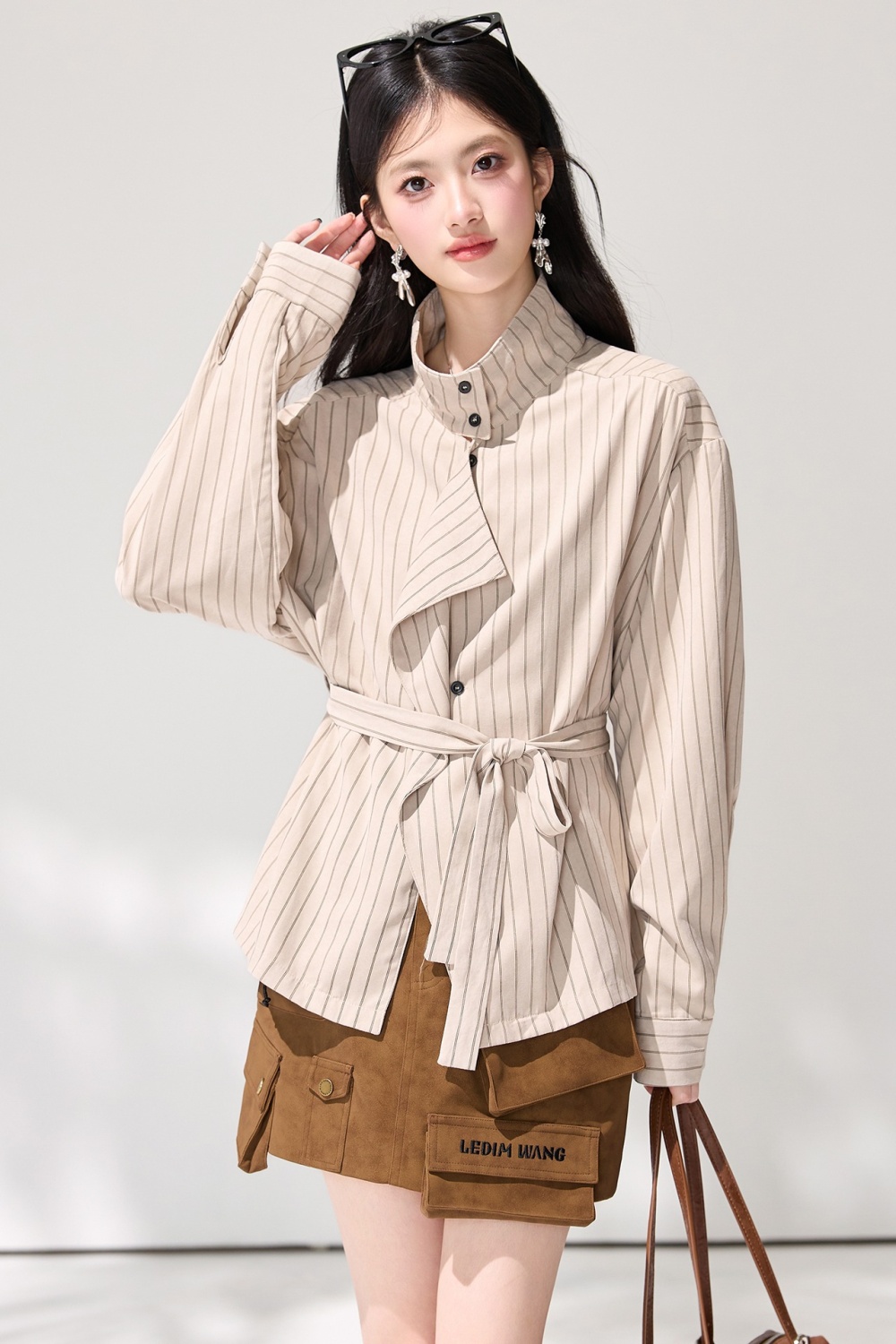 Spring commuting loose shirt frenum stripe all-match tops