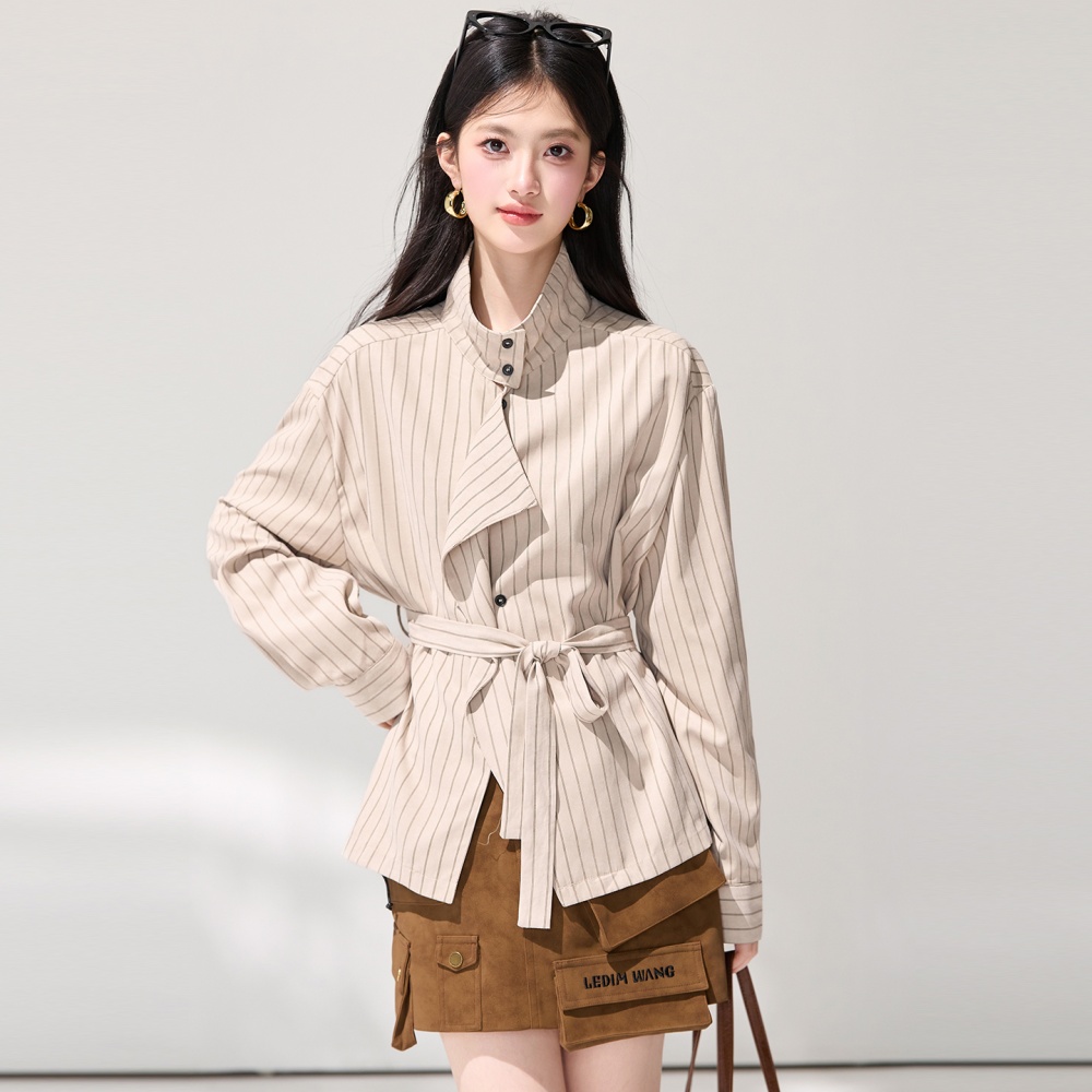 Spring commuting loose shirt frenum stripe all-match tops