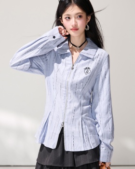 Spring loose shirt long sleeve zip cardigan for women