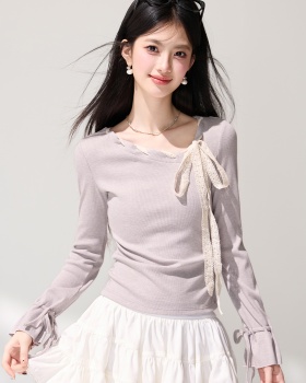 Long sleeve spring tops France style T-shirt