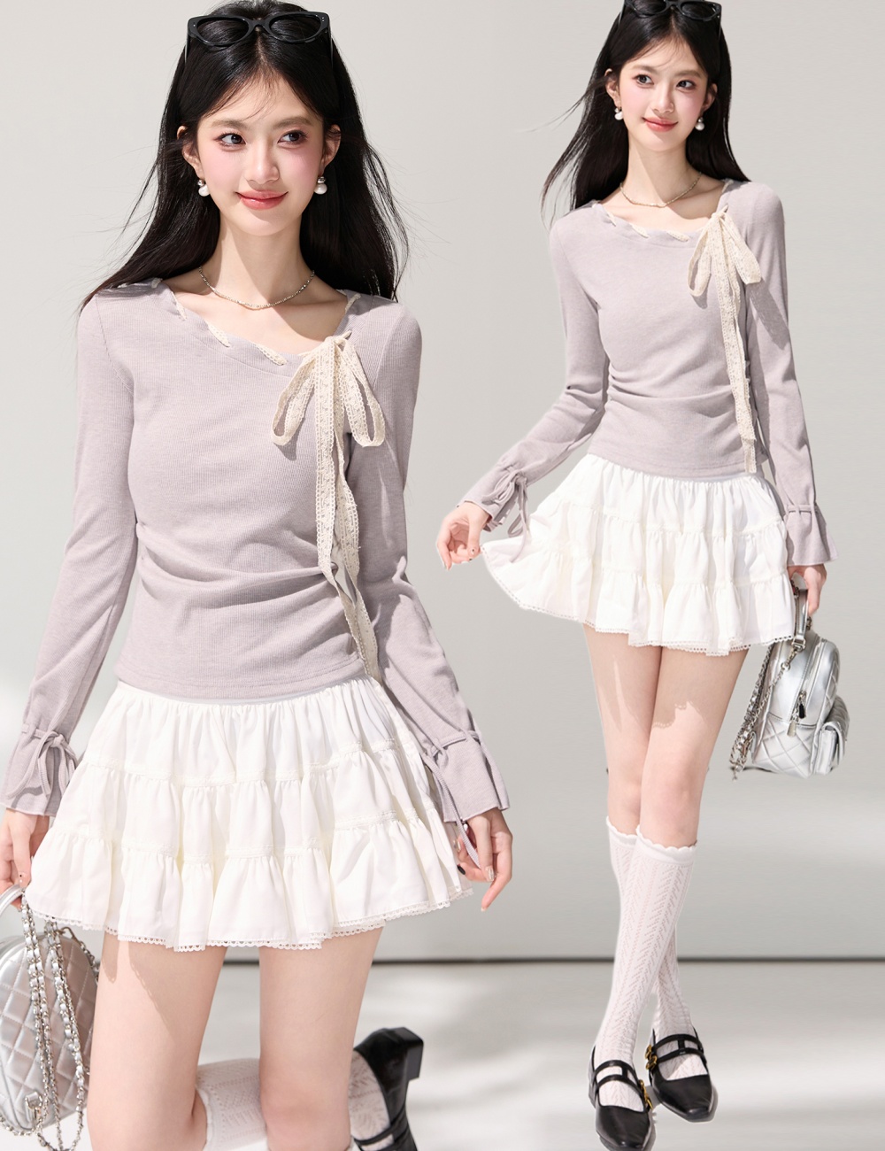 Long sleeve spring tops France style T-shirt