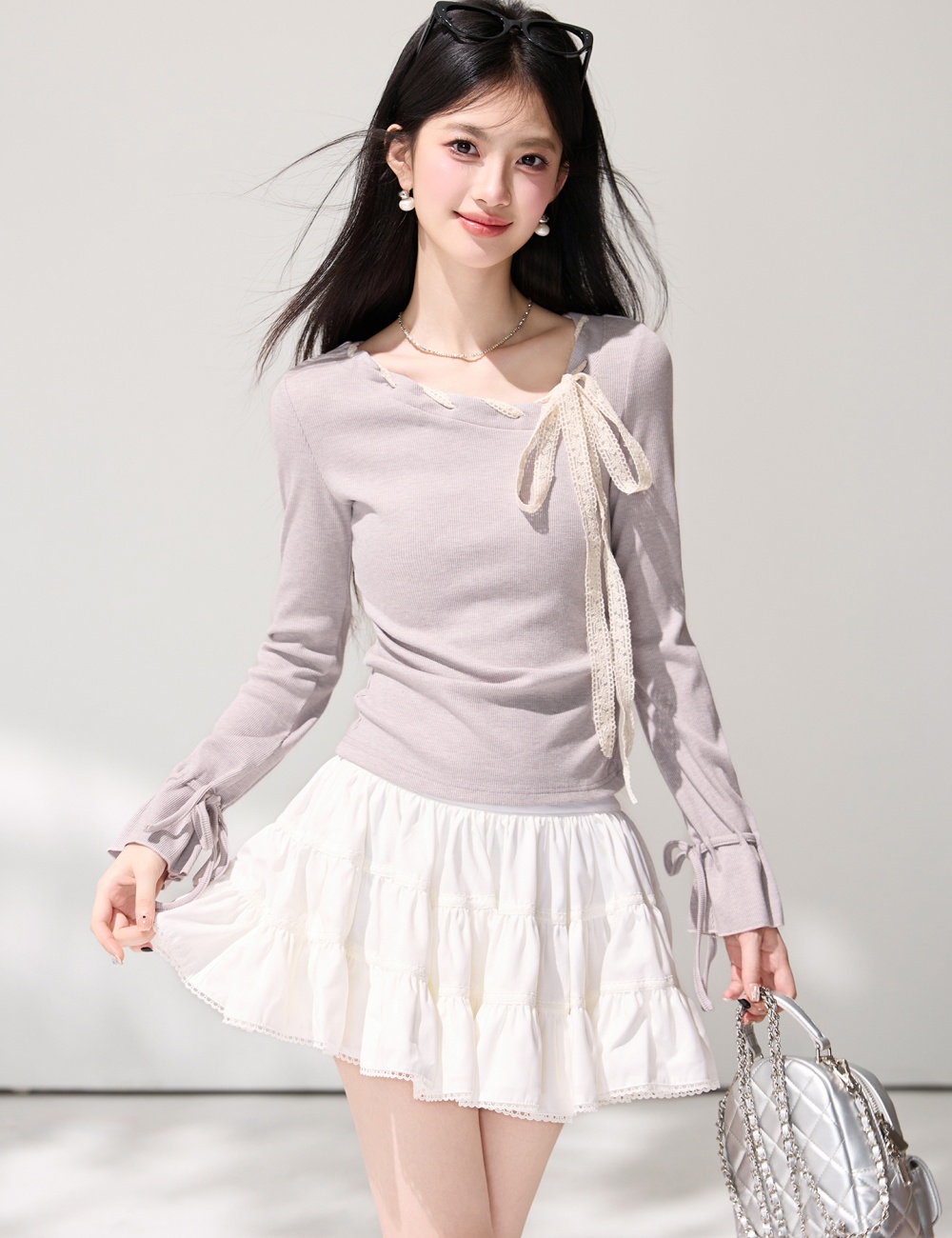 Long sleeve spring tops France style T-shirt