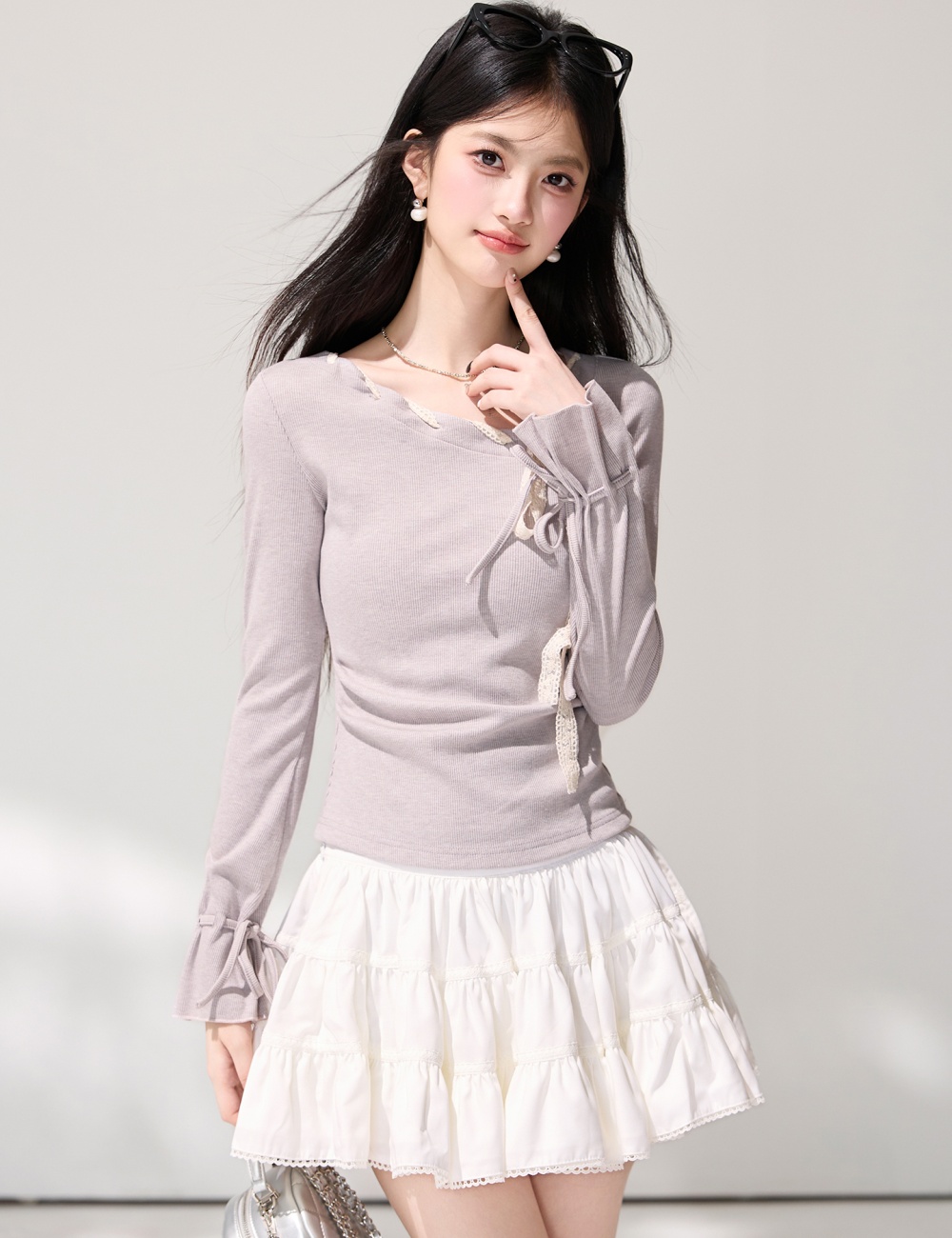 Long sleeve spring tops France style T-shirt