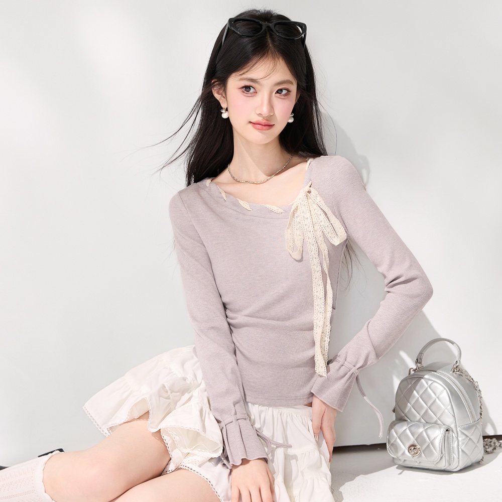 Long sleeve spring tops France style T-shirt