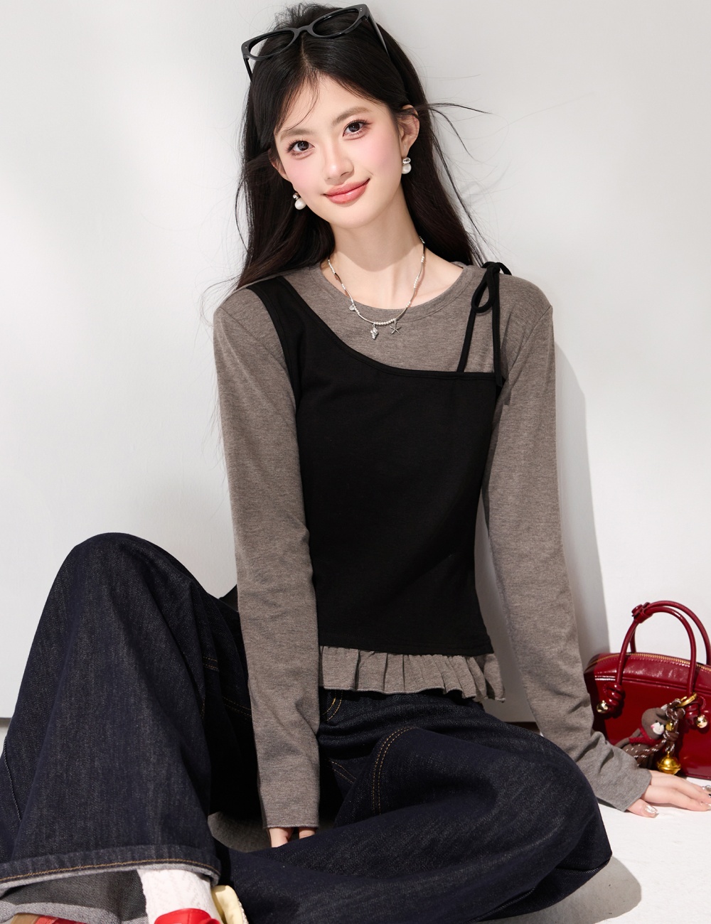Long sleeve commuting T-shirt spring tops for women