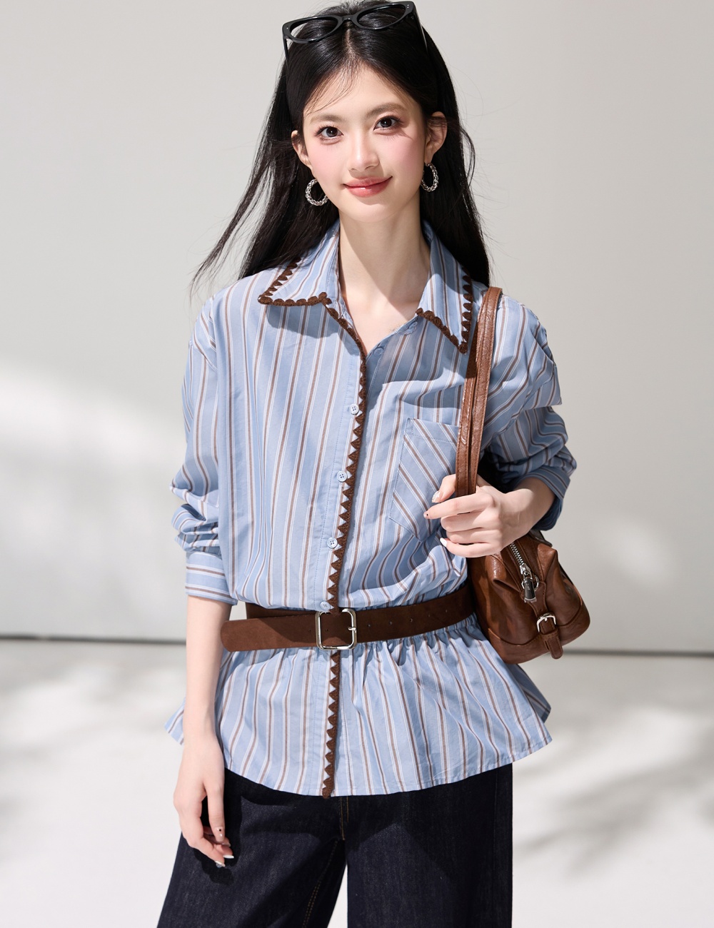 Long sleeve stripe Casual spring all-match shirt