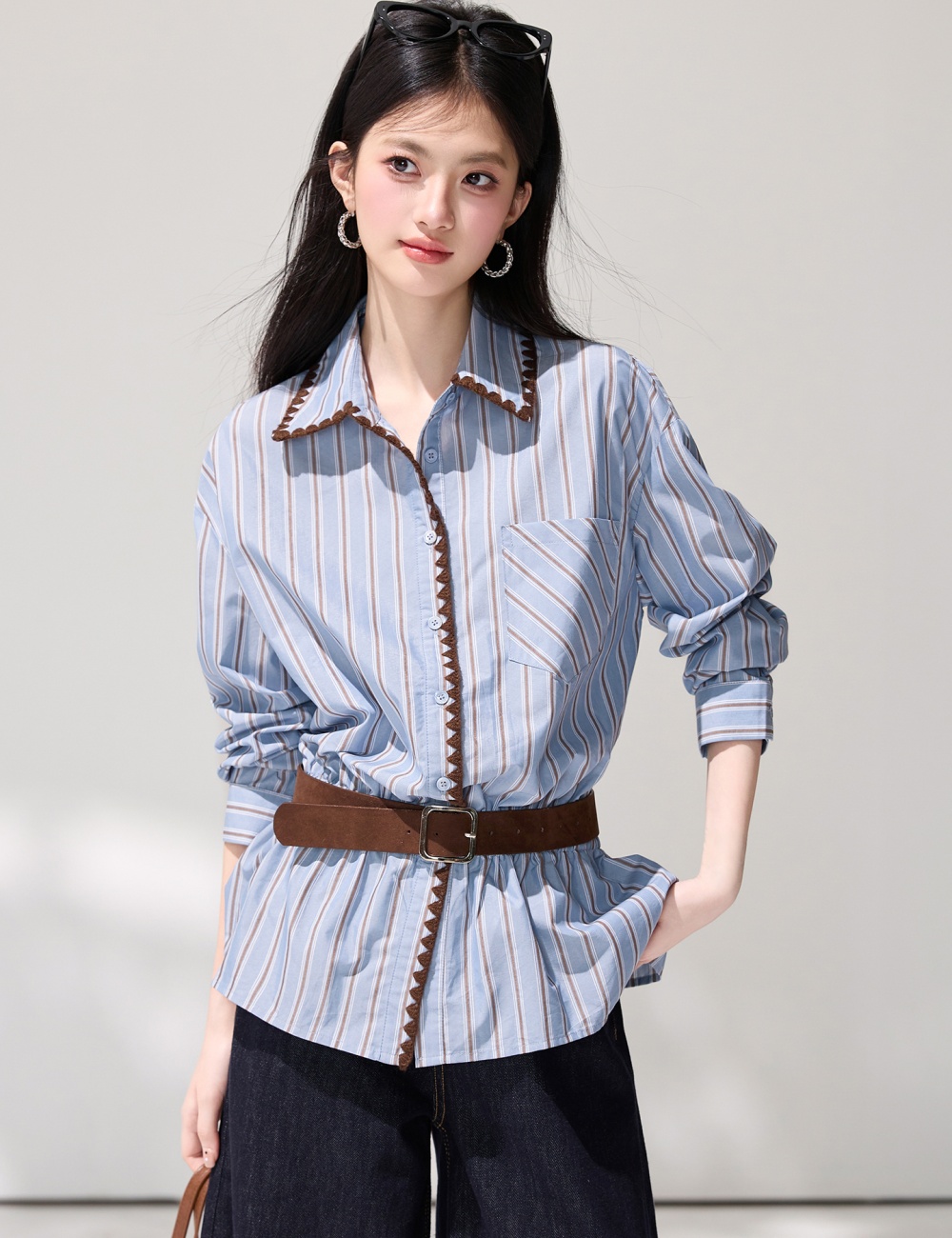 Long sleeve stripe Casual spring all-match shirt