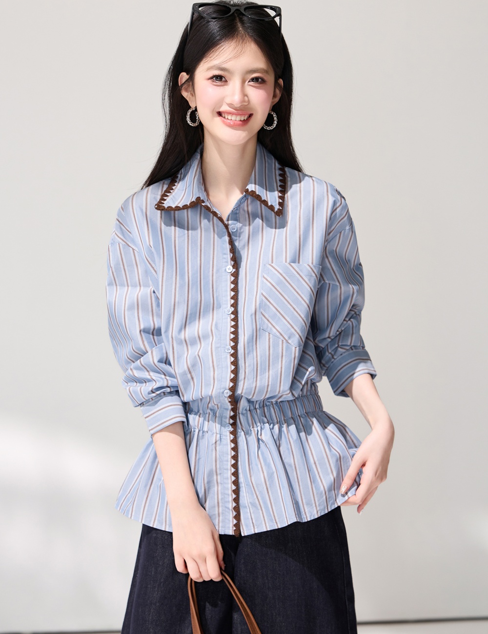 Long sleeve stripe Casual spring all-match shirt