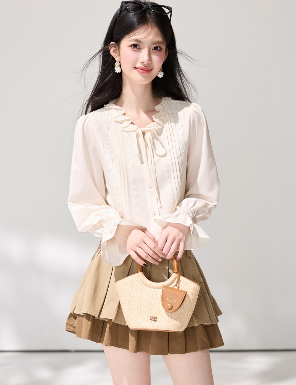 France style unique commuting tops all-match spring shirt