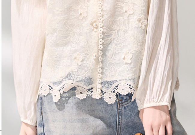 Long sleeve Western style shirt lace show young tops for women