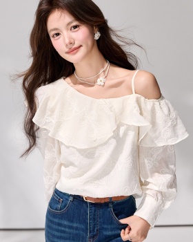 Temperament lotus leaf edges shirt spring chiffon tops