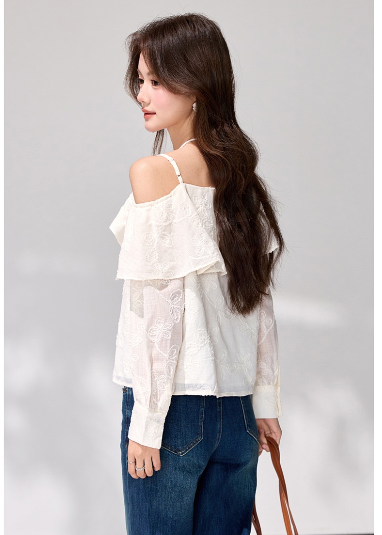Temperament lotus leaf edges shirt spring chiffon tops