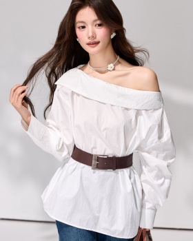 Pinched waist tops temperament shirt for women