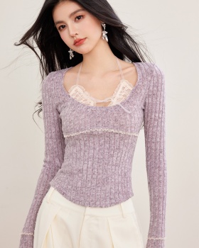 Irregular small fellow bottoming shirt Pseudo-two tops