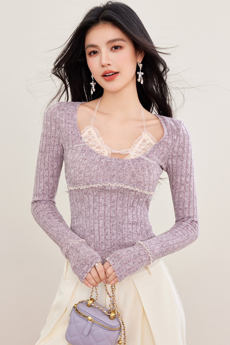 Irregular small fellow bottoming shirt Pseudo-two tops