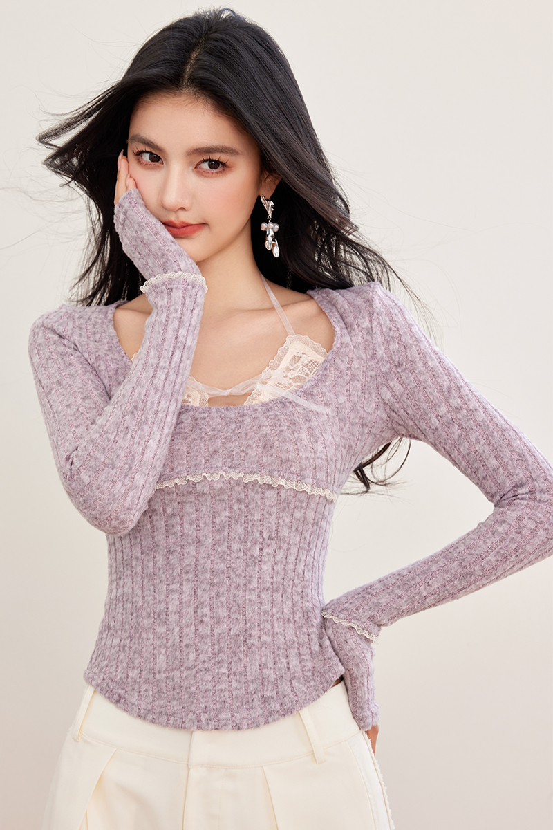 Irregular small fellow bottoming shirt Pseudo-two tops