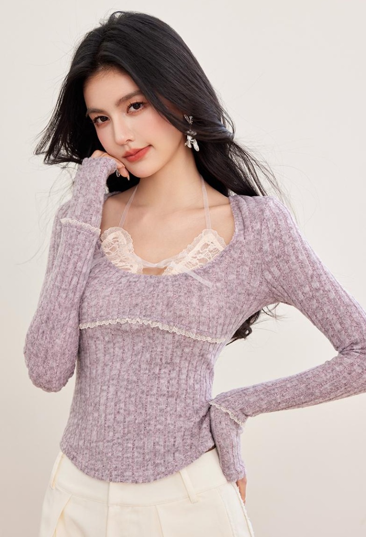 Irregular small fellow bottoming shirt Pseudo-two tops