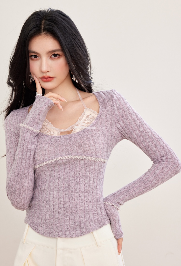 Irregular small fellow bottoming shirt Pseudo-two tops