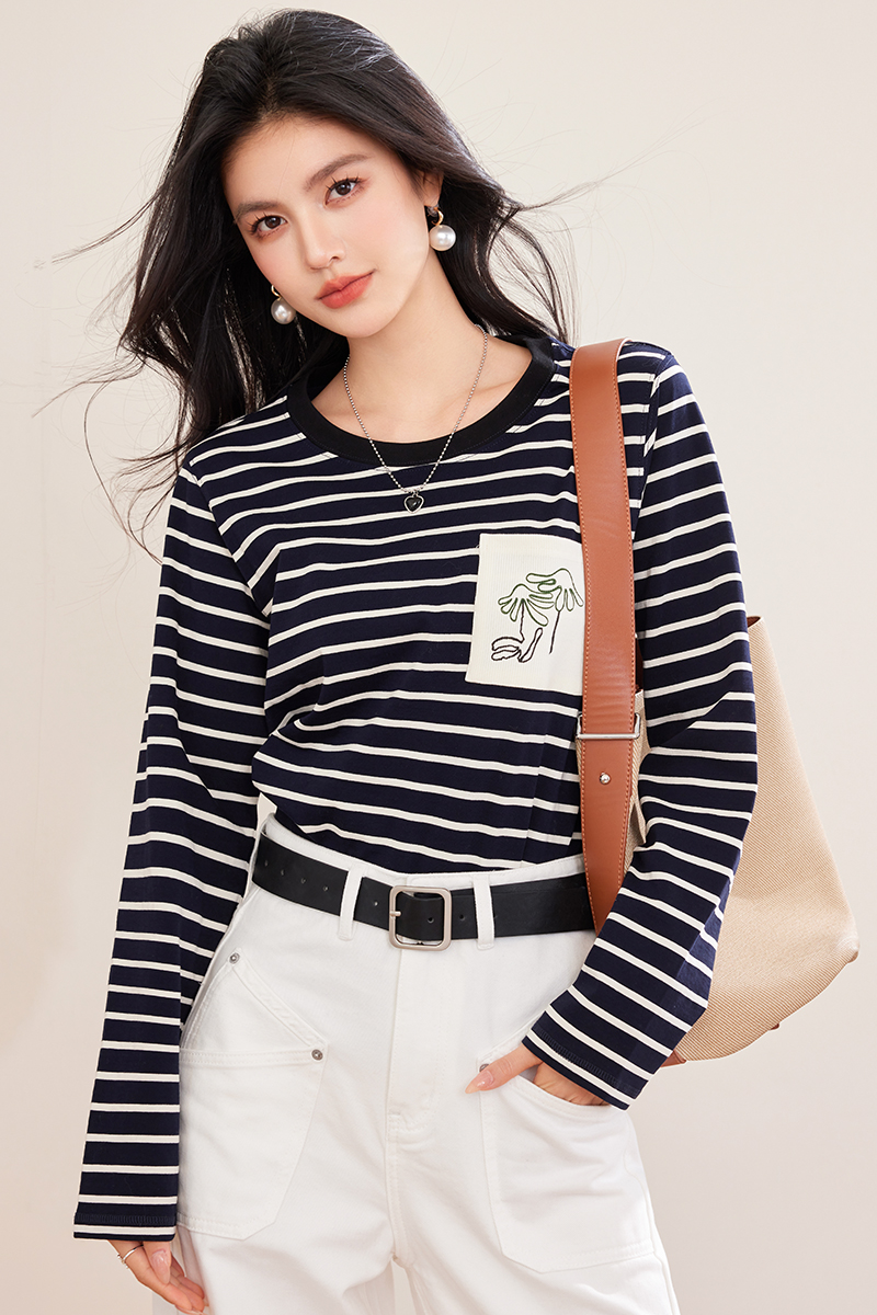 Korean style temperament tops all-match T-shirt